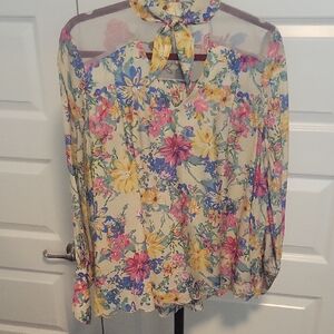 Aratta Cream Ruffled Tie Front Blouse with Peter Pan Collar